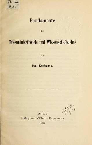 Fundamente der Erkenntnisstheorie und Wissenschaftslehre