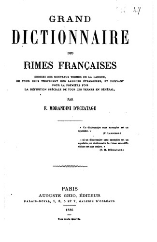 Grand dictionnaire des rimes françaises