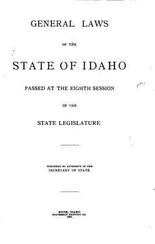 General Laws of the State of Idaho ...