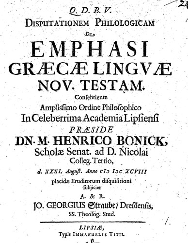 Disputationem philologicam de emphasi Græcæ linguæ Nov. Testam. ...