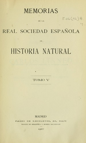 Memorias de la Real Sociedad Espa de Historia Natural