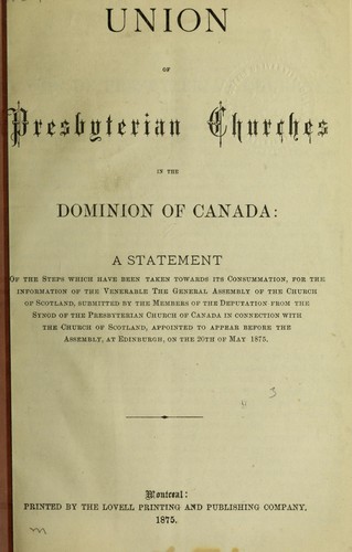 Union of Presbyterian churches in the Dominion of Canada