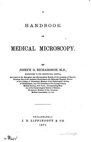 A handbook of medical microscopy.