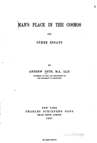 Man's Place in the Cosmos: And Other Essays