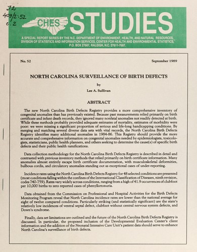North Carolina surveillance of birth defects