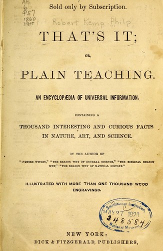 That's it; or, Plain teaching