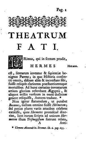 Theatrum fati, sive Notitia scriptorum de providentia, fortuna et fato