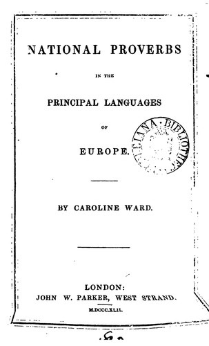 National proverbs in the principal languages of Europe